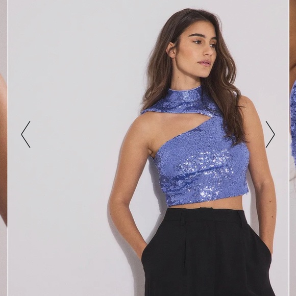 Cropped Cut Out Sequin Top - Picture 3 of 7